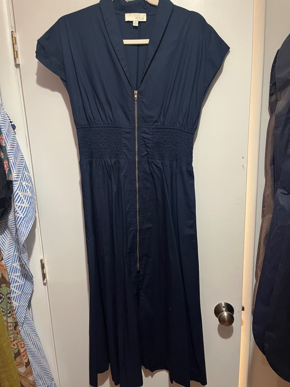 Pinch Navy Zip-Front Maxi Dress